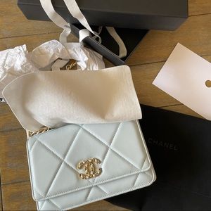 Chanel 19 Baby Blue WOC GHW 21K